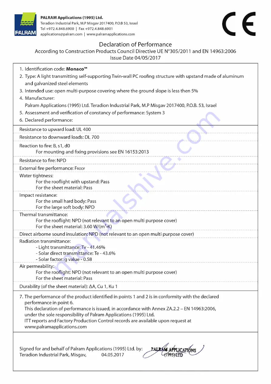 Palram Monaco Manual Download Page 57