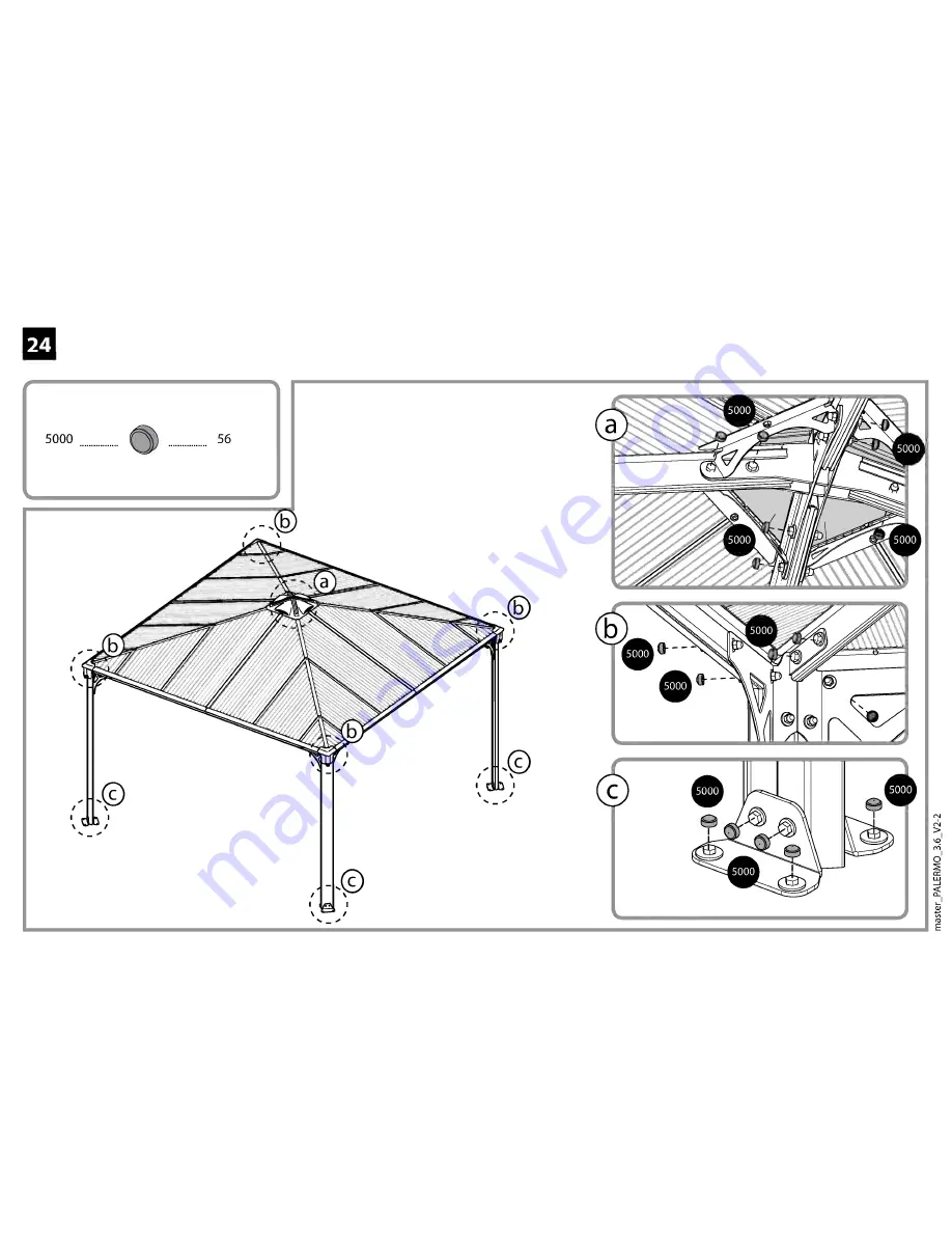 Palram Palermo 3600 Assembly Instructions Manual Download Page 36