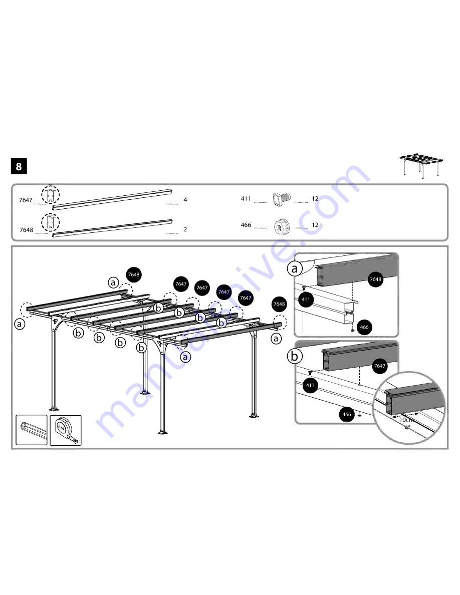 Palram Verona 5000 Carport Assembly Instructions Manual Download Page 23