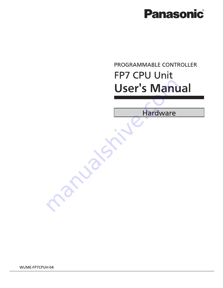 Panasonic AFP7CPS31 User Manual Download Page 1