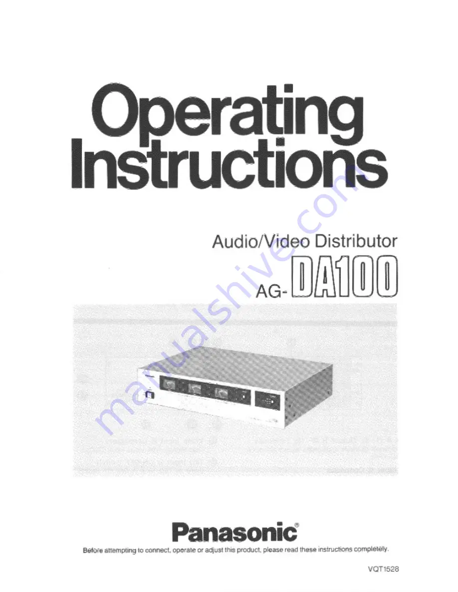 Panasonic AG-DA100 Operating Instructions Manual Download Page 1