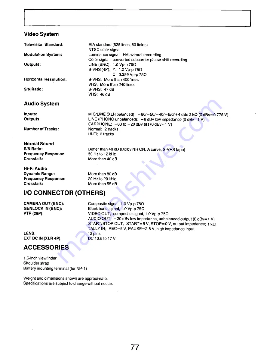 Panasonic AG-DP800HP Operating Instructions Manual Download Page 77