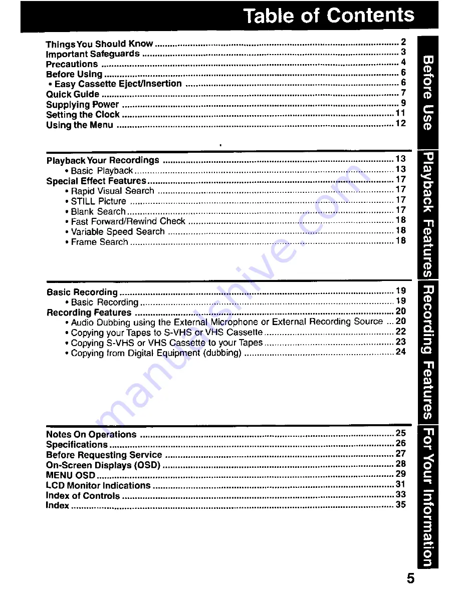 Panasonic AG-DV11DC P Operating Instructions Manual Download Page 5