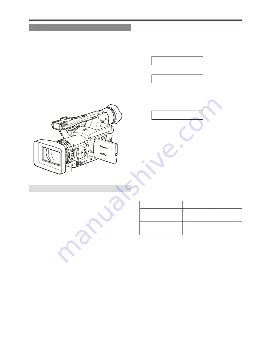 Panasonic AG HPX170 - Pro 3CCD P2 High-Definition Camcorder Operating Instructions Manual Download Page 38