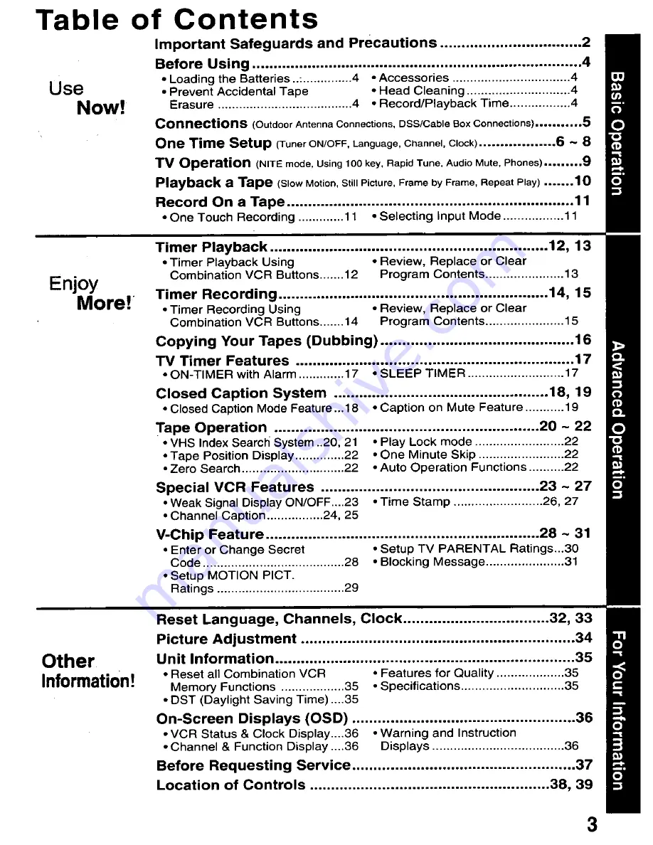 Panasonic AG513D - COMBINATION - VCR Operating Instructions Manual Download Page 3