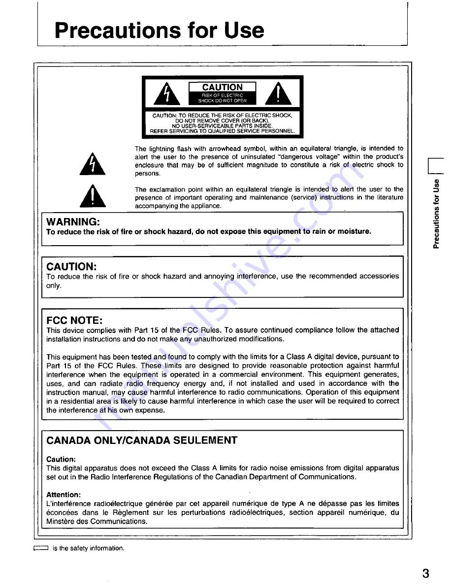 Panasonic AGDS840 - SVHS VIDEO PLAYER Operating Instructions Manual Download Page 3