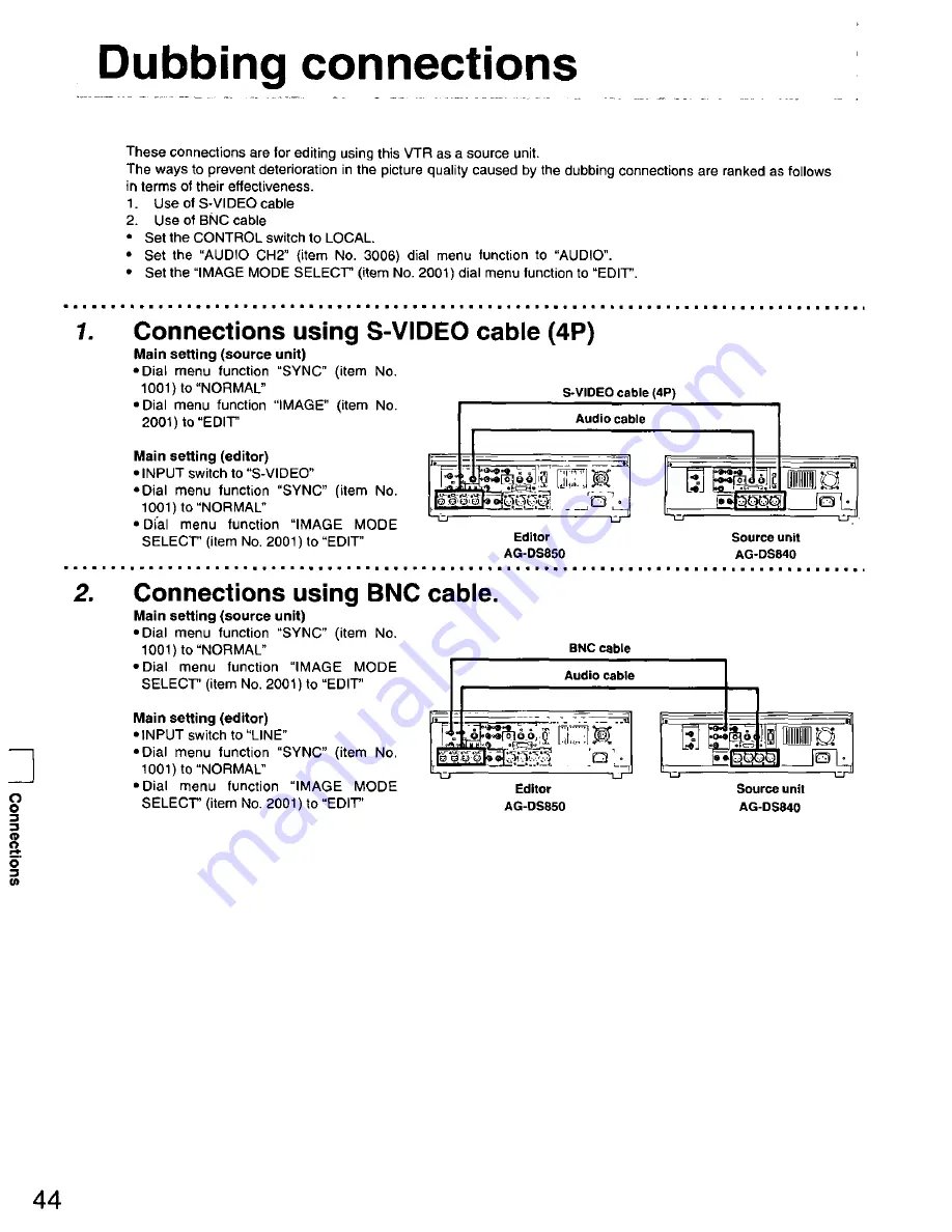 Panasonic AGDS840 - SVHS VIDEO PLAYER Operating Instructions Manual Download Page 44