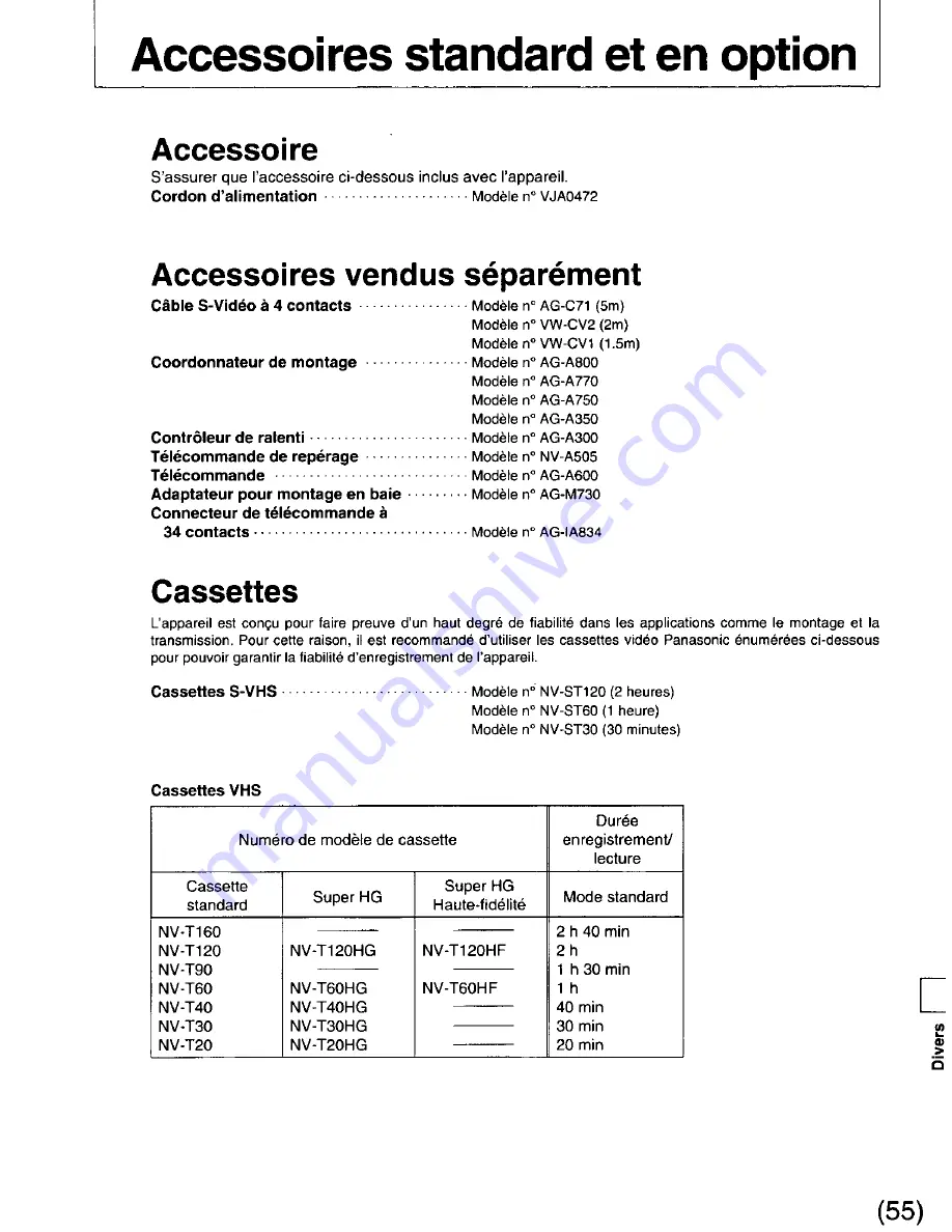 Panasonic AGDS840 - SVHS VIDEO PLAYER Operating Instructions Manual Download Page 113