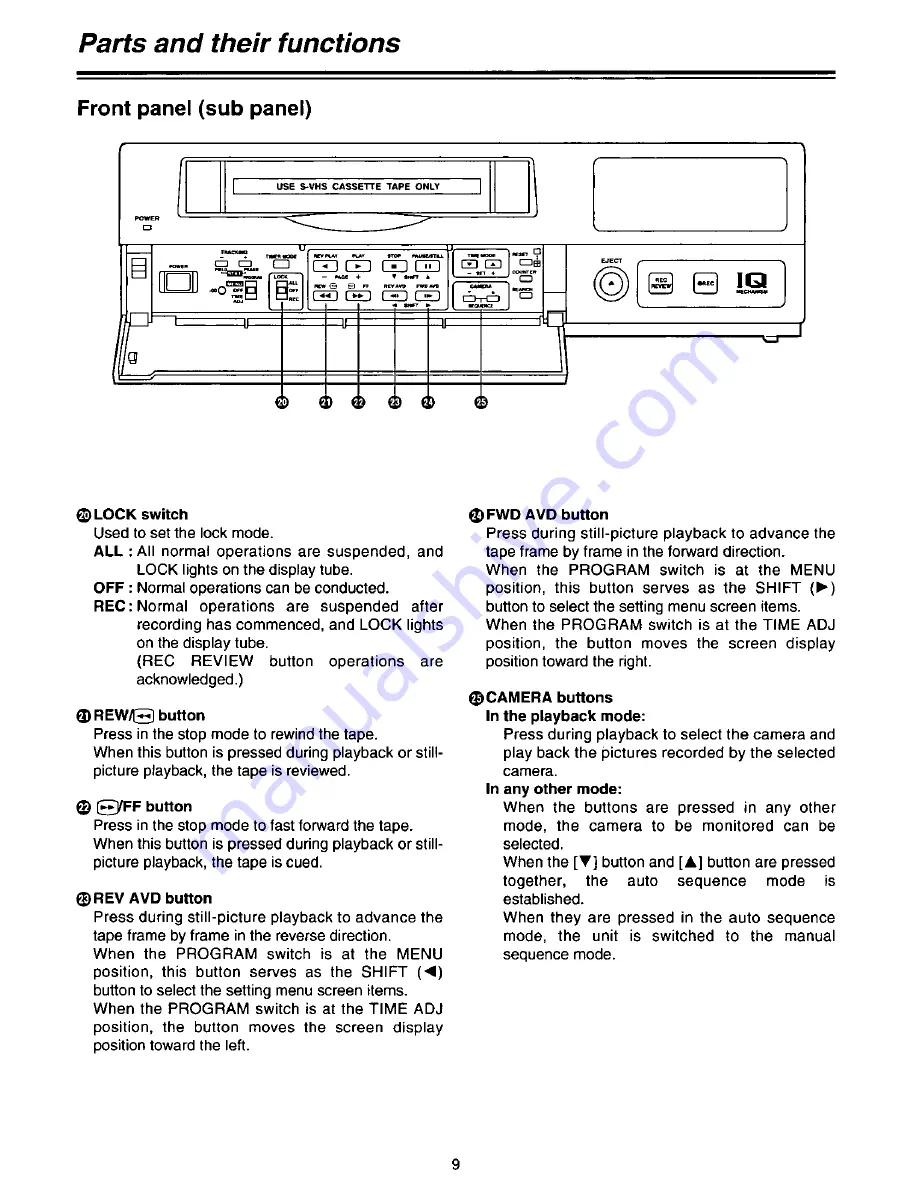 Panasonic AGDTL1P - TIME LAPSE RECORDER Operating Instructions Manual Download Page 9