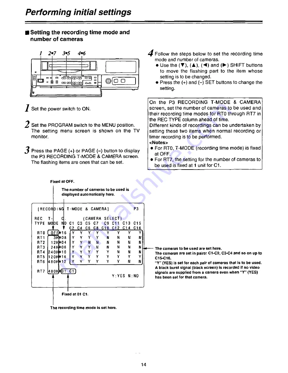 Panasonic AGDTL1P - TIME LAPSE RECORDER Operating Instructions Manual Download Page 14