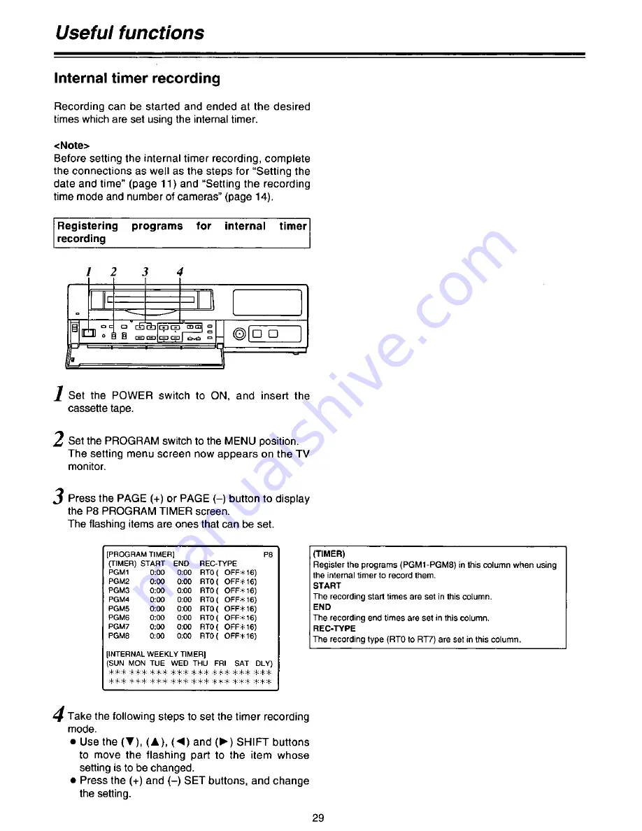 Panasonic AGDTL1P - TIME LAPSE RECORDER Operating Instructions Manual Download Page 29