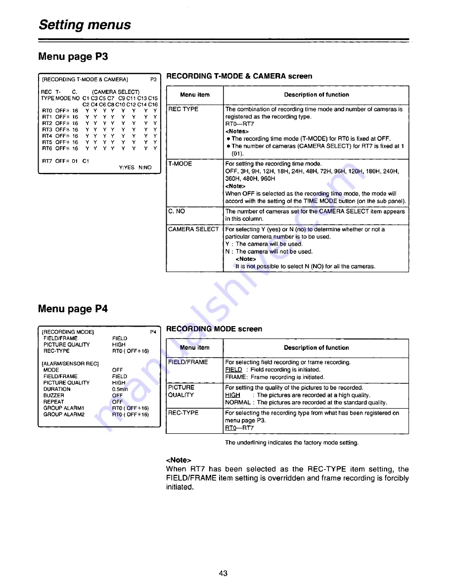 Panasonic AGDTL1P - TIME LAPSE RECORDER Operating Instructions Manual Download Page 43