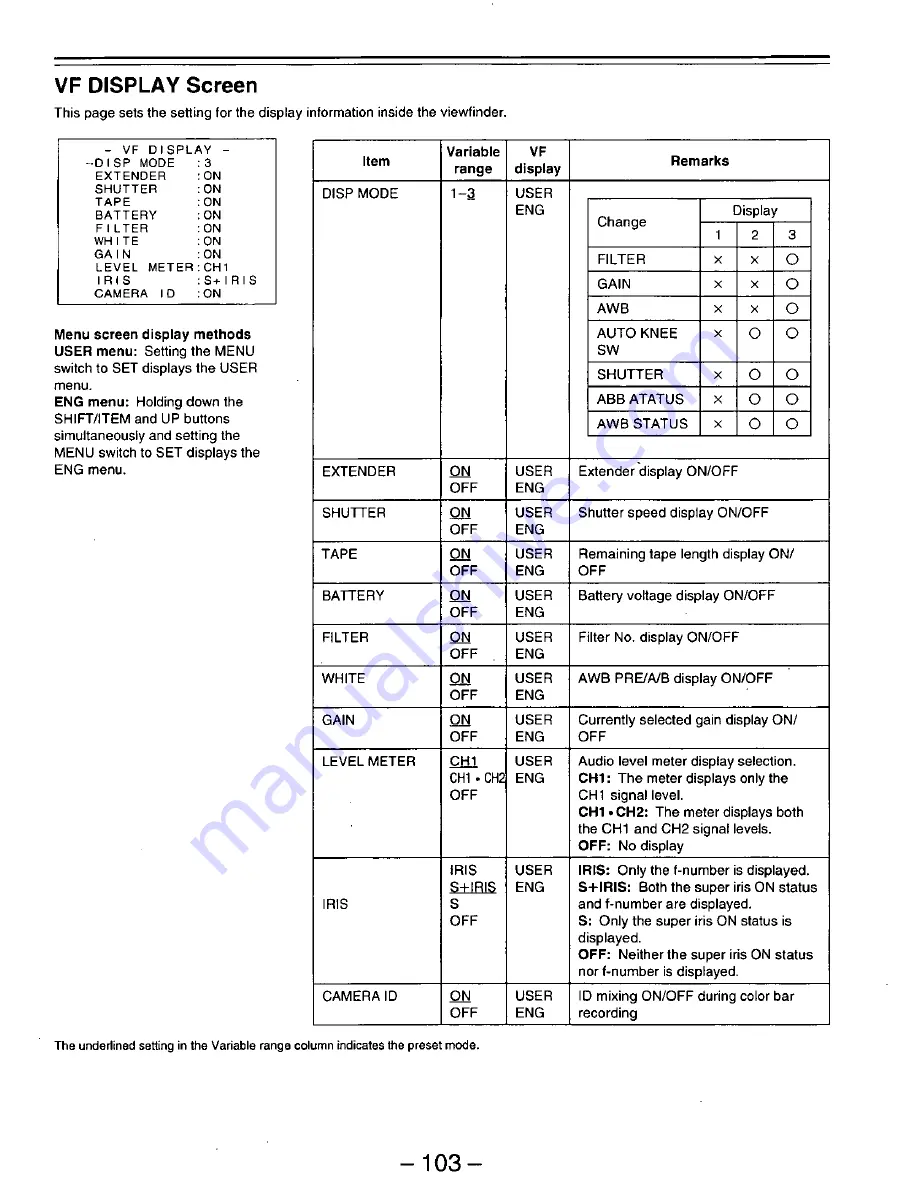 Panasonic AJD810 - DVCPRO DIG CAMERA Operating Instructions Manual Download Page 103