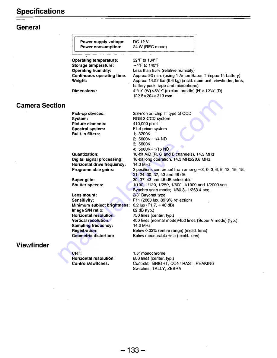 Panasonic AJD810 - DVCPRO DIG CAMERA Скачать руководство пользователя страница 133