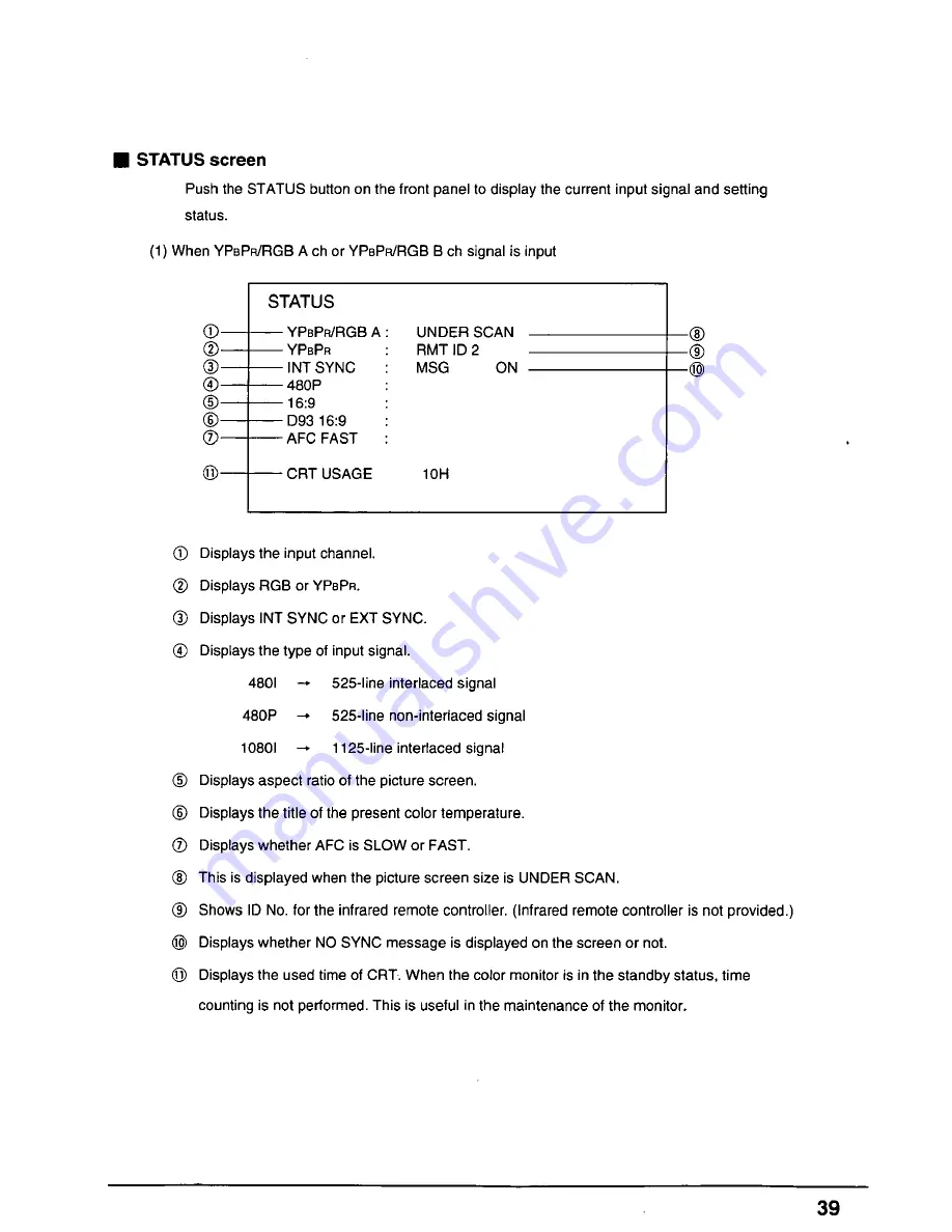 Panasonic ATH1915DA - BROADCAST MONITOR Operating Instructions Manual Download Page 39