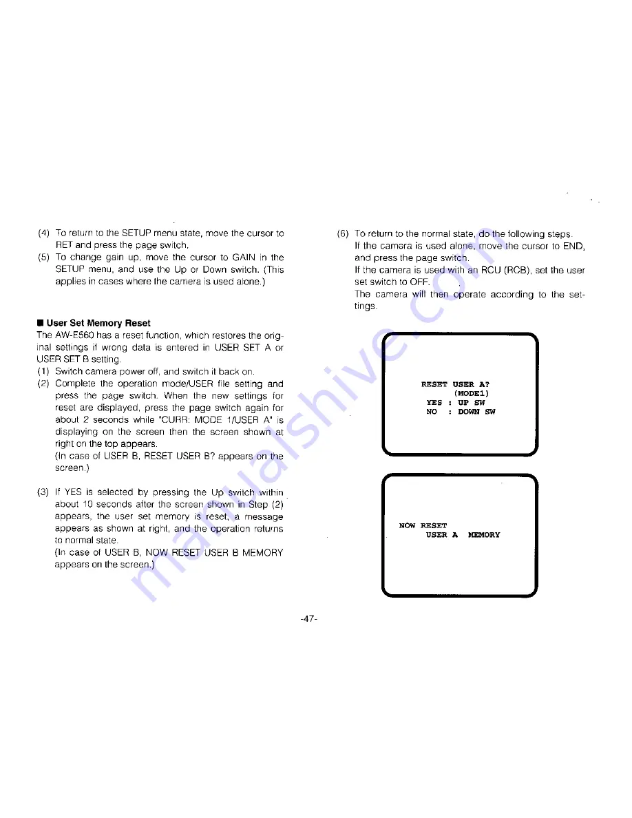 Panasonic AWE560 - COLOR VIDEO CAMERA Operating Instructions Manual Download Page 49