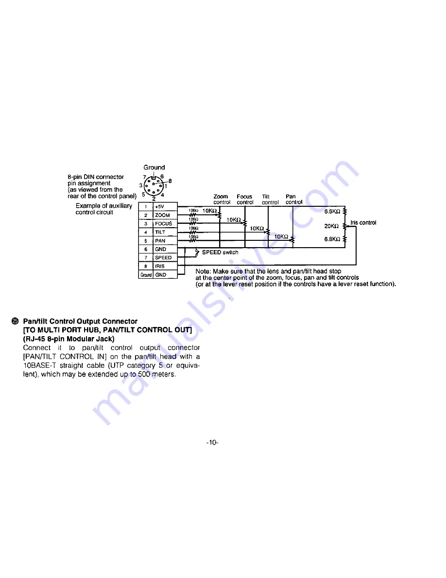 Panasonic AWRP301 - PAN/TILT CONTROL PAN Скачать руководство пользователя страница 12