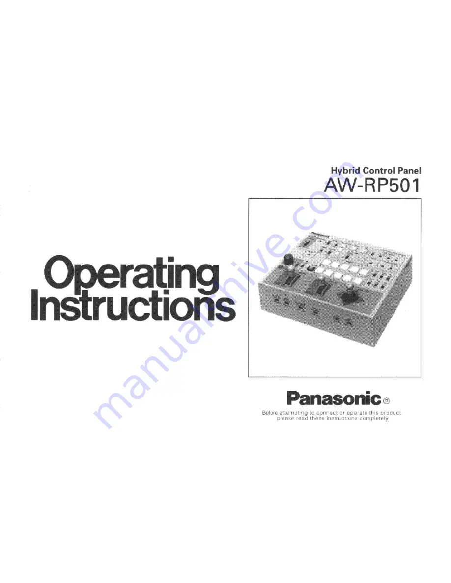 Panasonic AWRP501 - HYBRID CONTROL PANEL Operating Instructions Manual Download Page 1