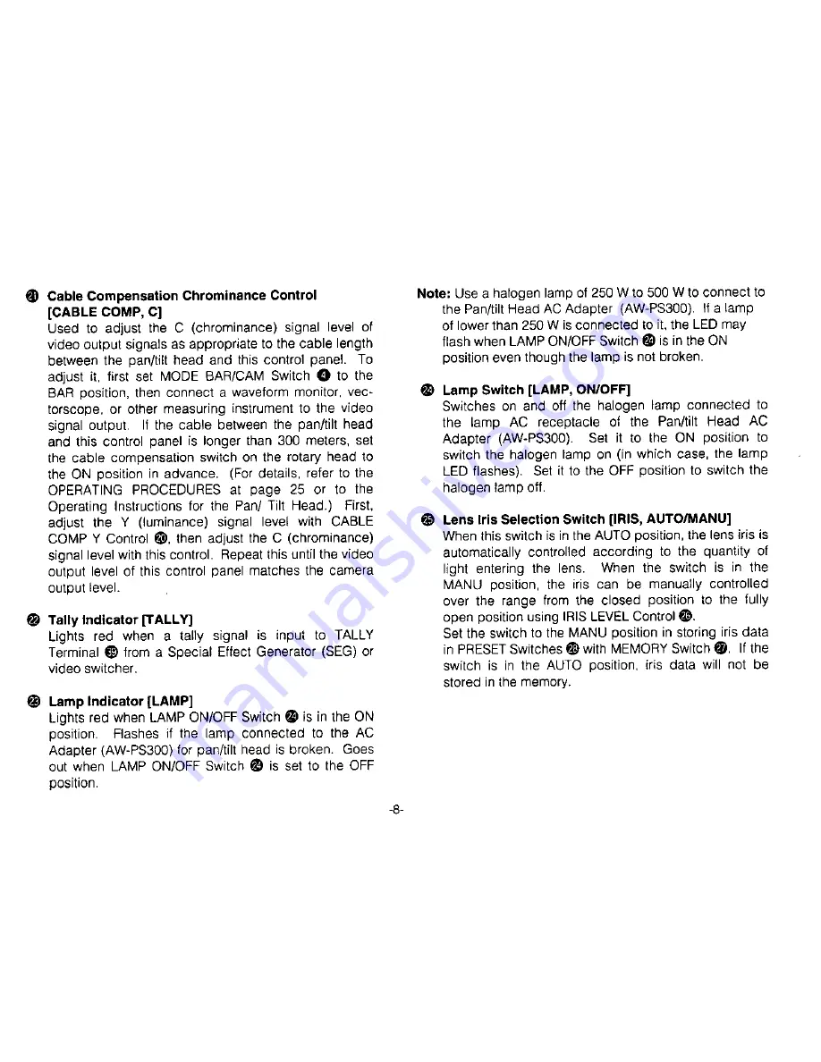 Panasonic AWRP501 - HYBRID CONTROL PANEL Operating Instructions Manual Download Page 10