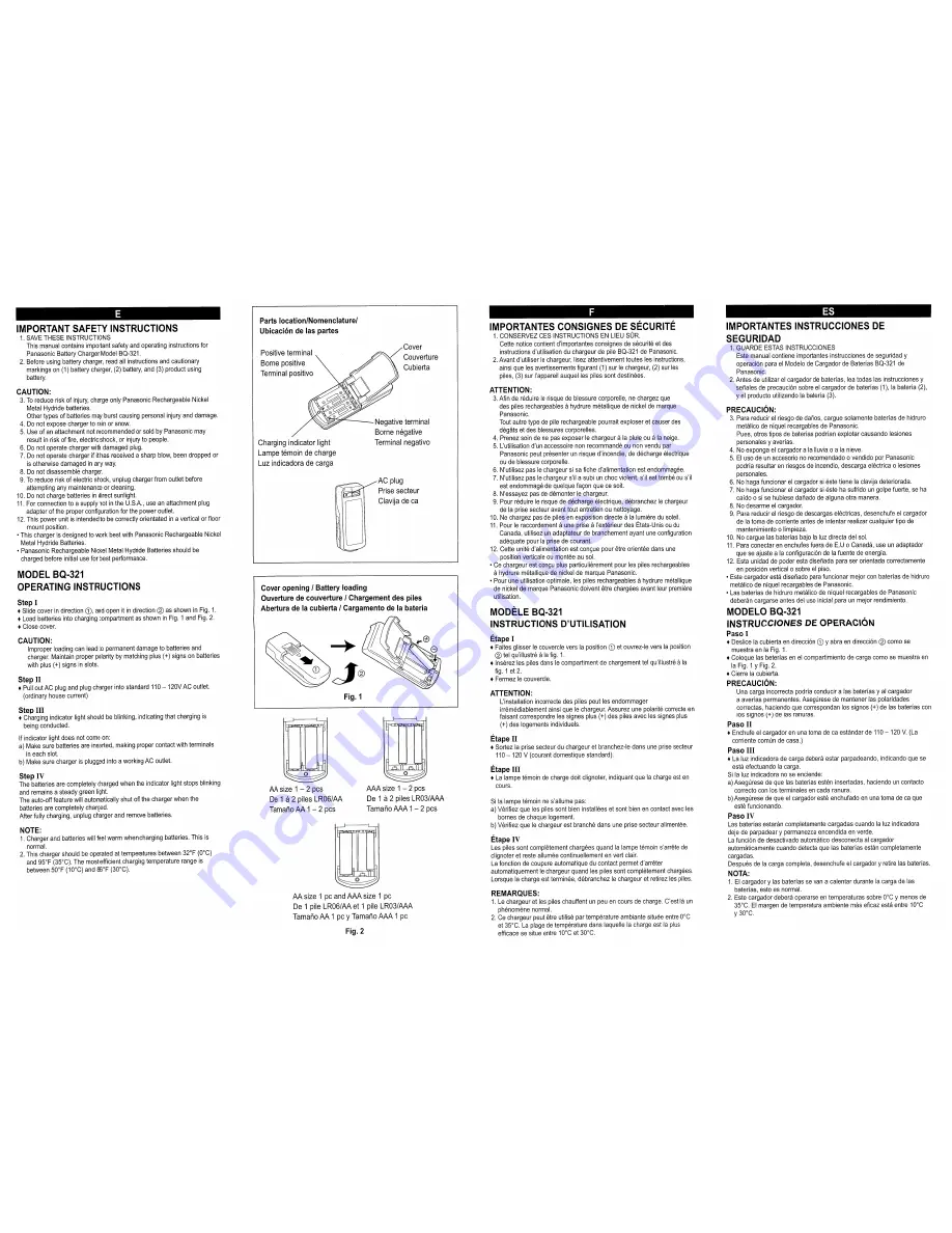 Panasonic BQ-321 Operating Instructions Download Page 2