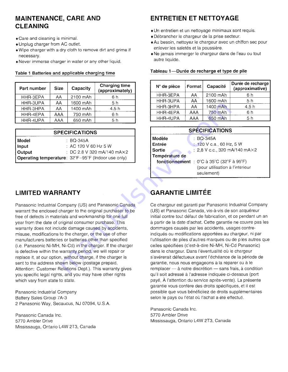 Panasonic BQ-345A Operating Instructions Download Page 4