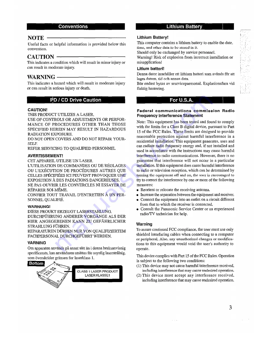 Panasonic CF-62 Series Operating Instructions Manual Download Page 3