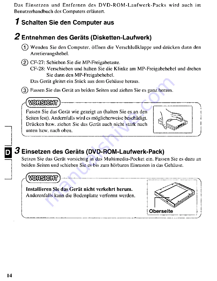 Panasonic CF-VDD281 Operating Instructions Manual Download Page 14