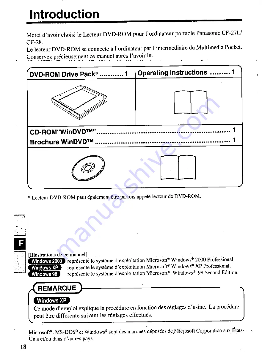 Panasonic CF-VDD285 Operating Instructions Manual Download Page 18