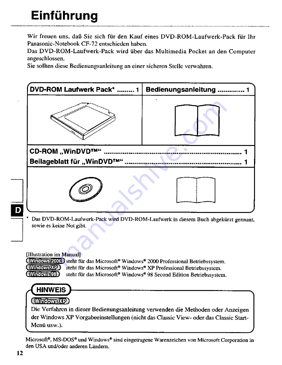 Panasonic CF-VDD723 Operating Instructions Manual Download Page 12