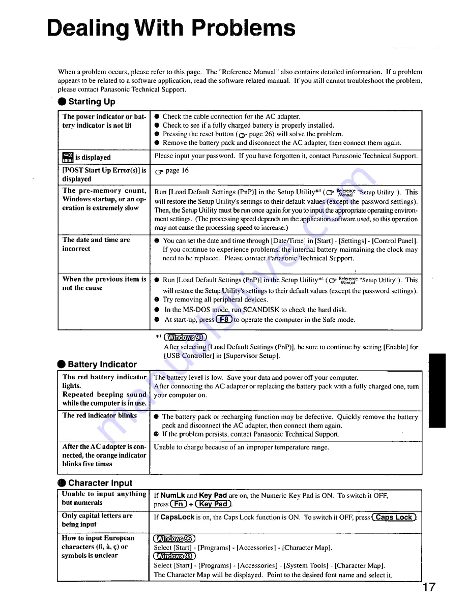 Panasonic CF45NJ48JEM - NOTEBOOK COMPUTER SERIES User Manual Download Page 17