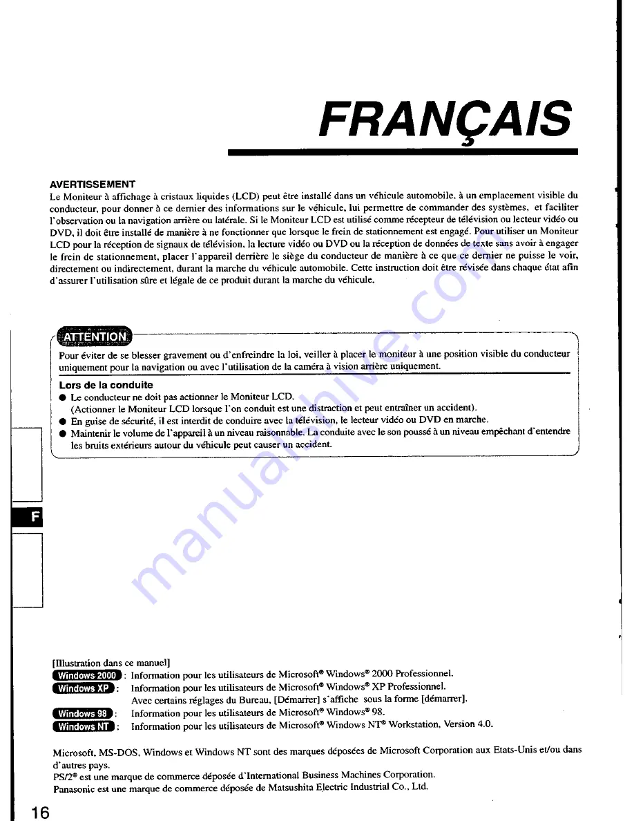 Panasonic CFVDL02 - LCD MONITOR/ LPTP Operating Instructions Manual Download Page 16