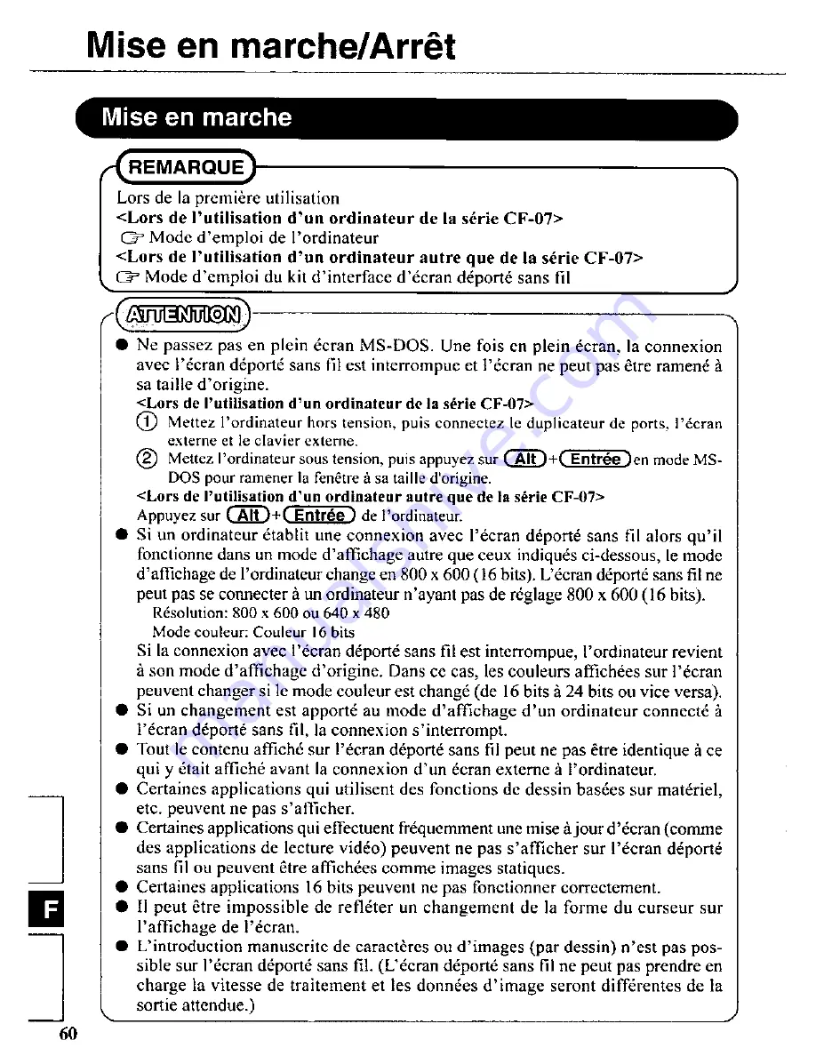 Panasonic CFVDW07M - COMPUTER WIRELESS DISPLAY Скачать руководство пользователя страница 60