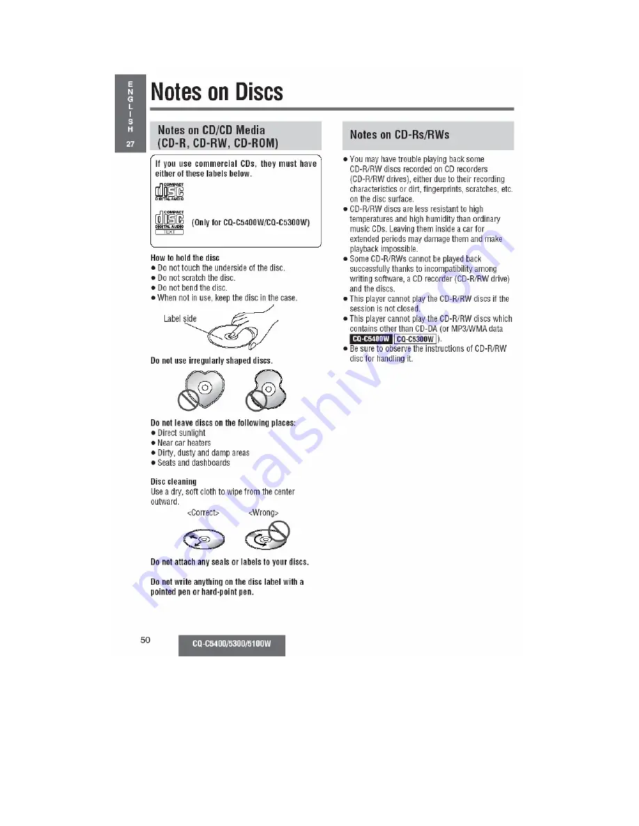 Panasonic CQ-C5100W Operating Instructions Manual Download Page 37