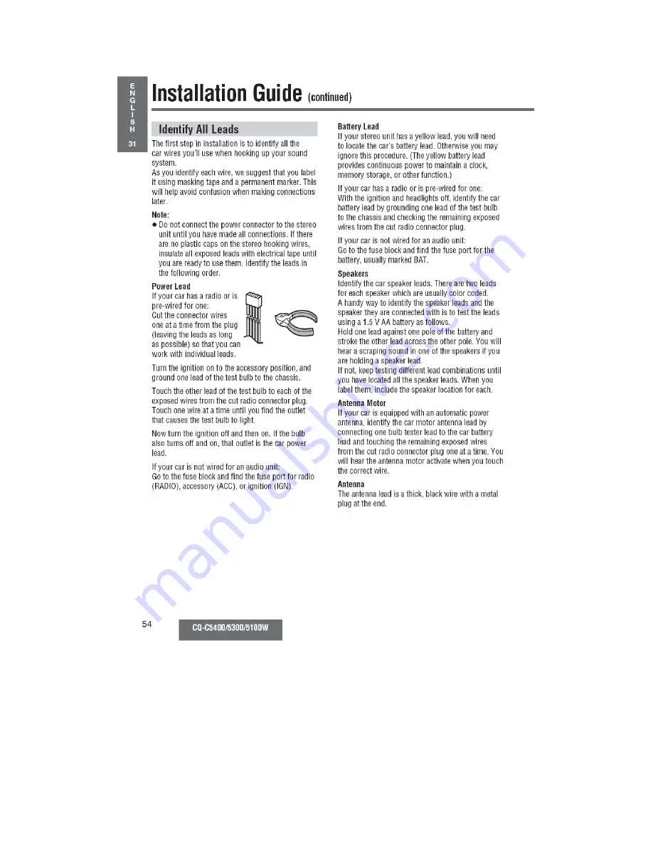 Panasonic CQ-C5100W Operating Instructions Manual Download Page 41