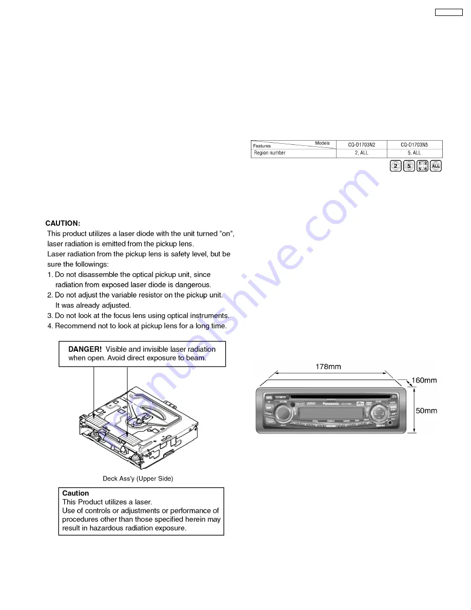 Panasonic CQ-D1703N Скачать руководство пользователя страница 3