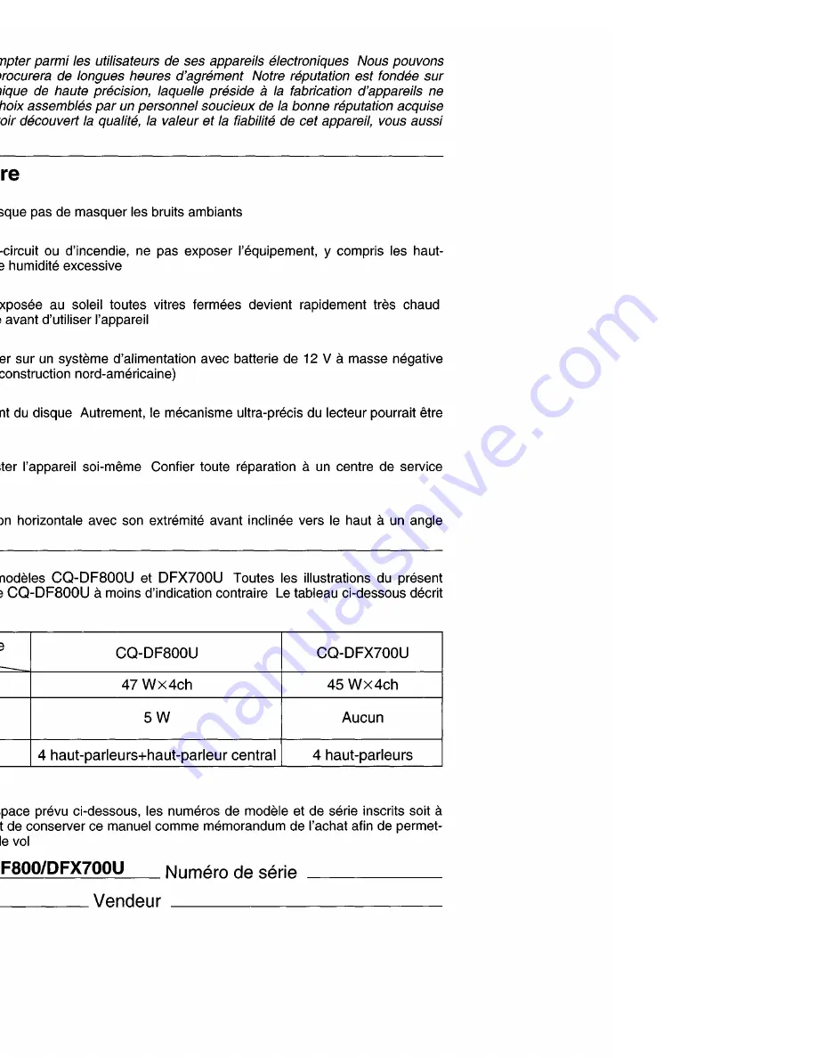 Panasonic CQ-DF800 Operating Instructions Manual Download Page 4