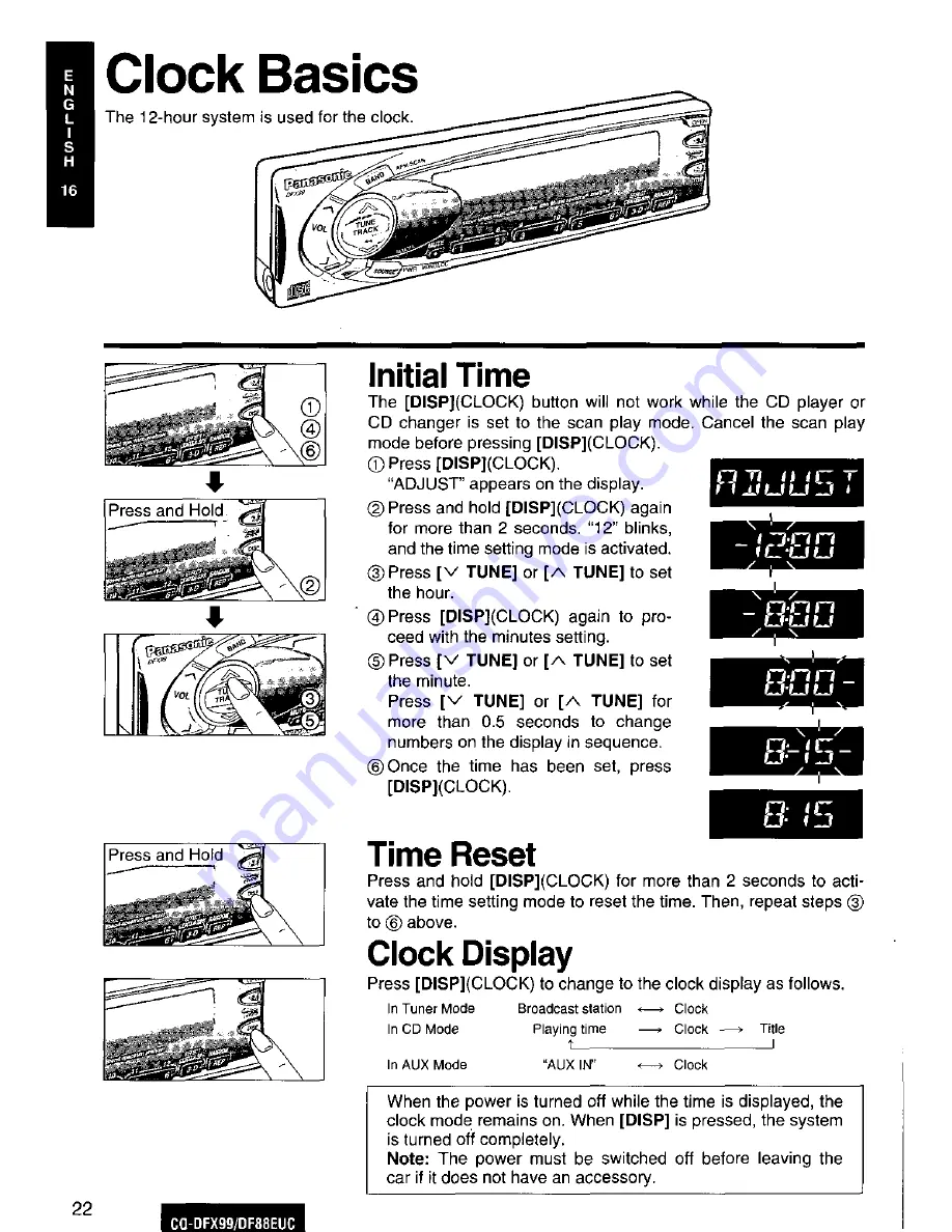 Panasonic CQ-DF88 Скачать руководство пользователя страница 22