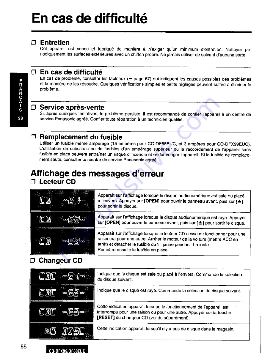 Panasonic CQ-DF88 Скачать руководство пользователя страница 66