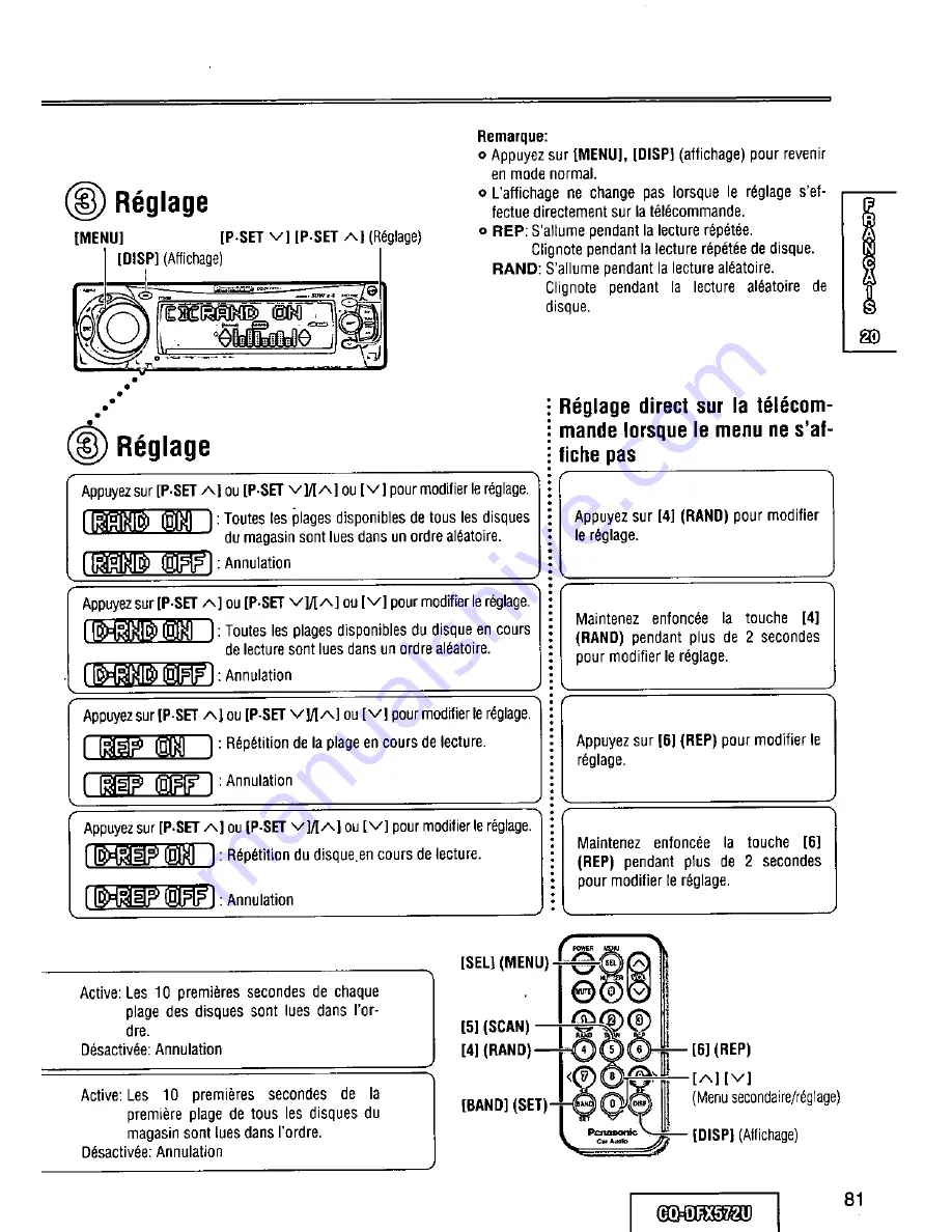 Panasonic CQ-DFX572U Operating Instructions Manual Download Page 81