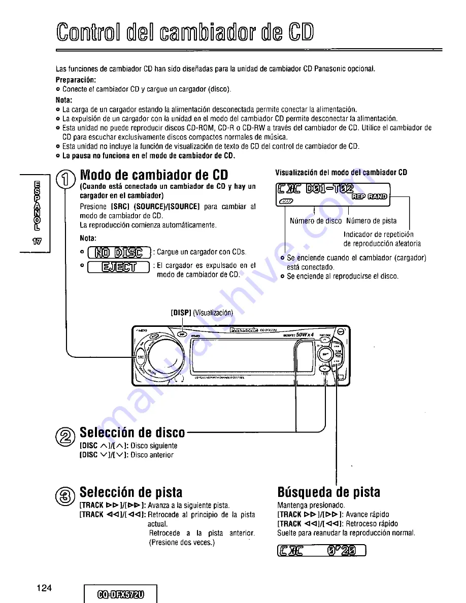 Panasonic CQ-DFX572U Operating Instructions Manual Download Page 124