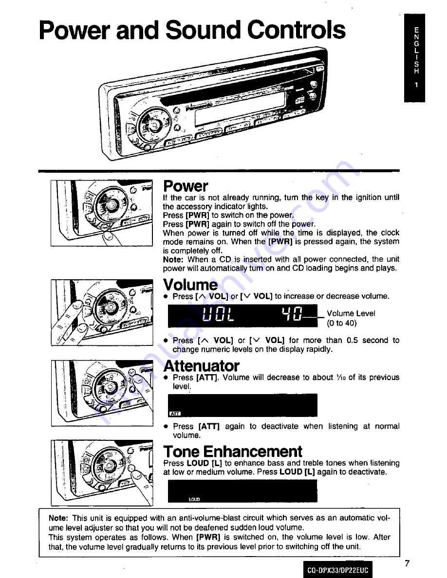 Panasonic CQ-DP22 Operating Скачать руководство пользователя страница 7