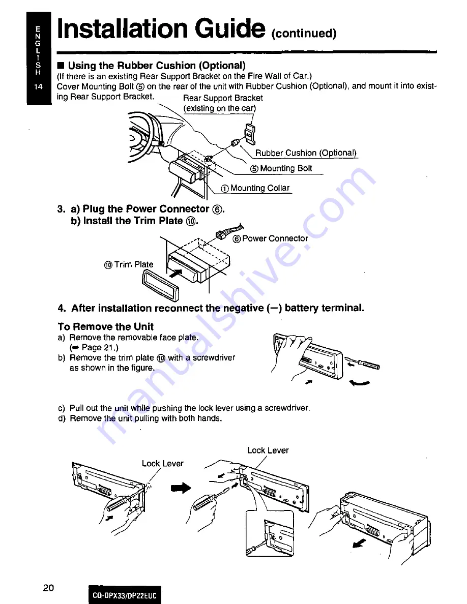 Panasonic CQ-DP22 Operating Operating Instructions Manual Download Page 20