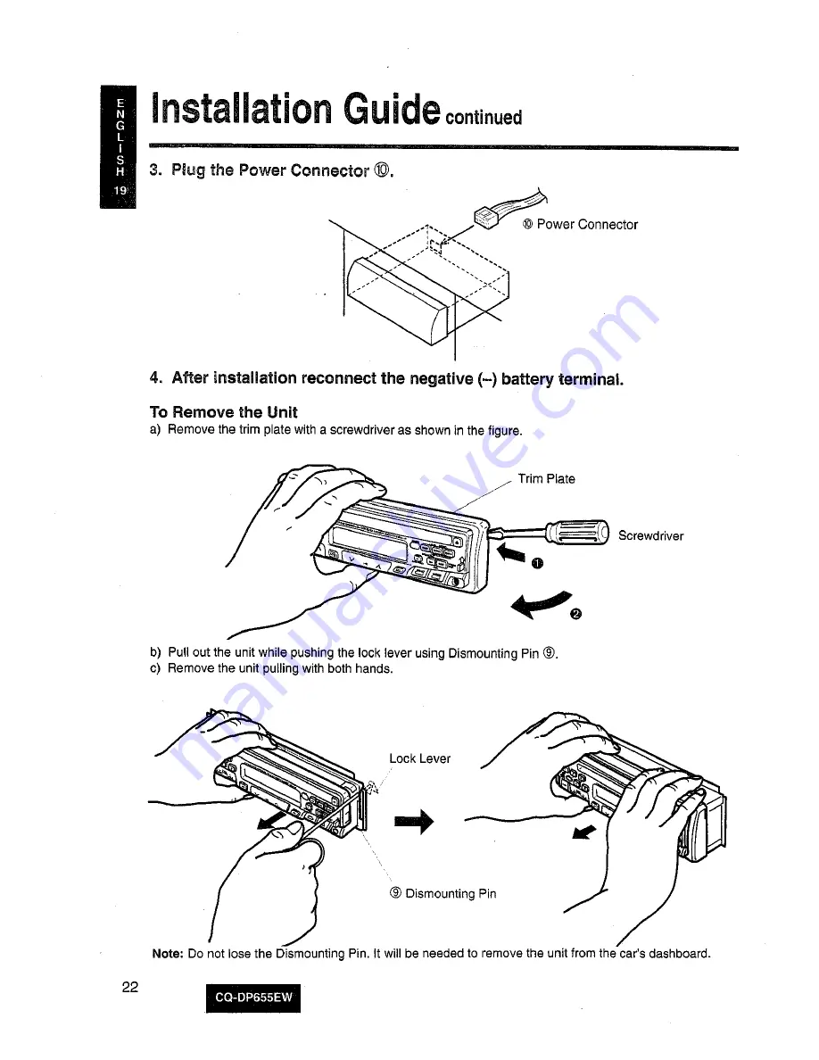 Panasonic CQ-DP655EW Operating Instructions Manual Download Page 23