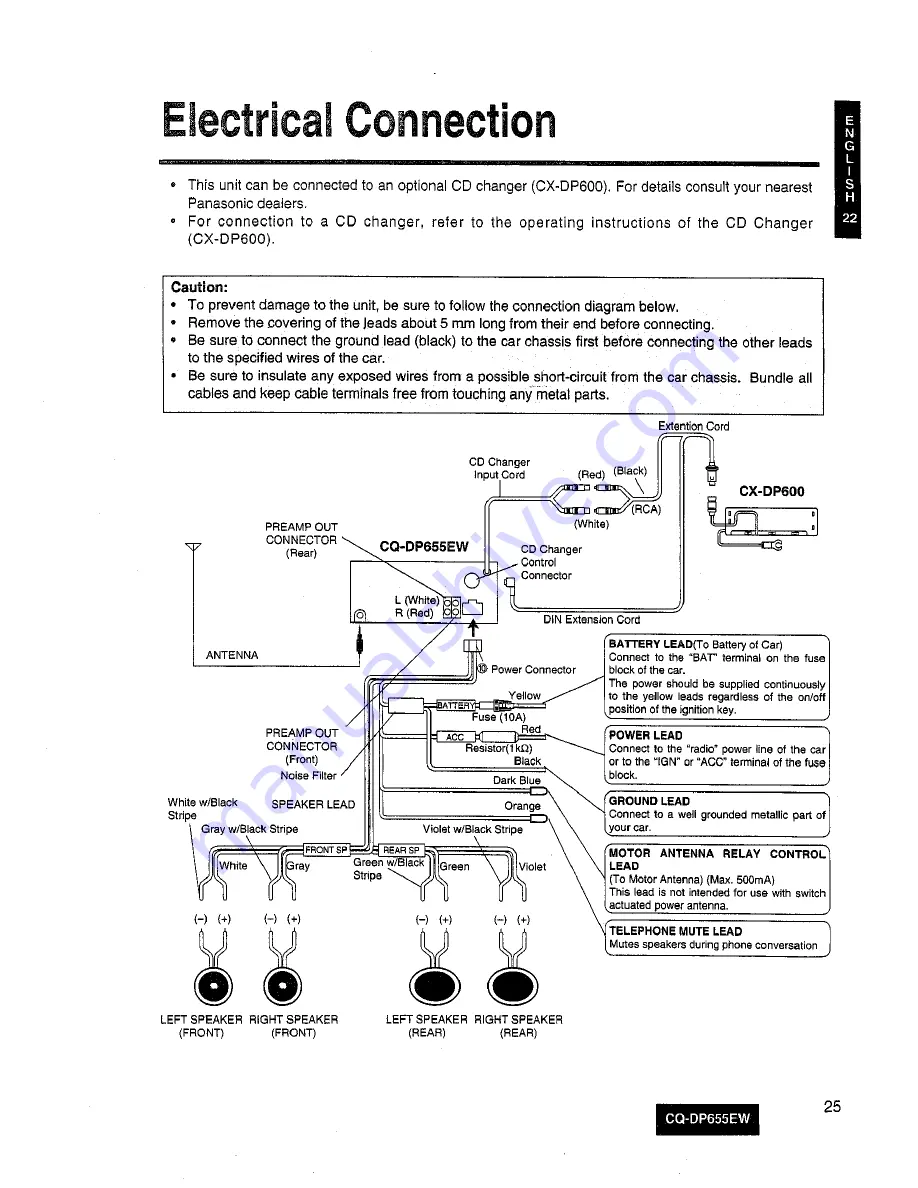 Panasonic CQ-DP655EW Operating Instructions Manual Download Page 26