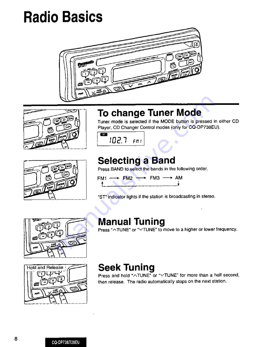 Panasonic CQ-DP728EU User Manual Download Page 8