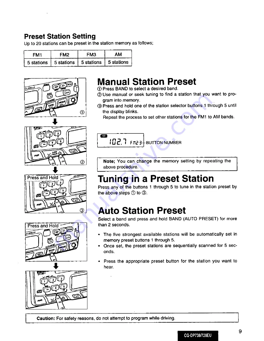 Panasonic CQ-DP728EU User Manual Download Page 9