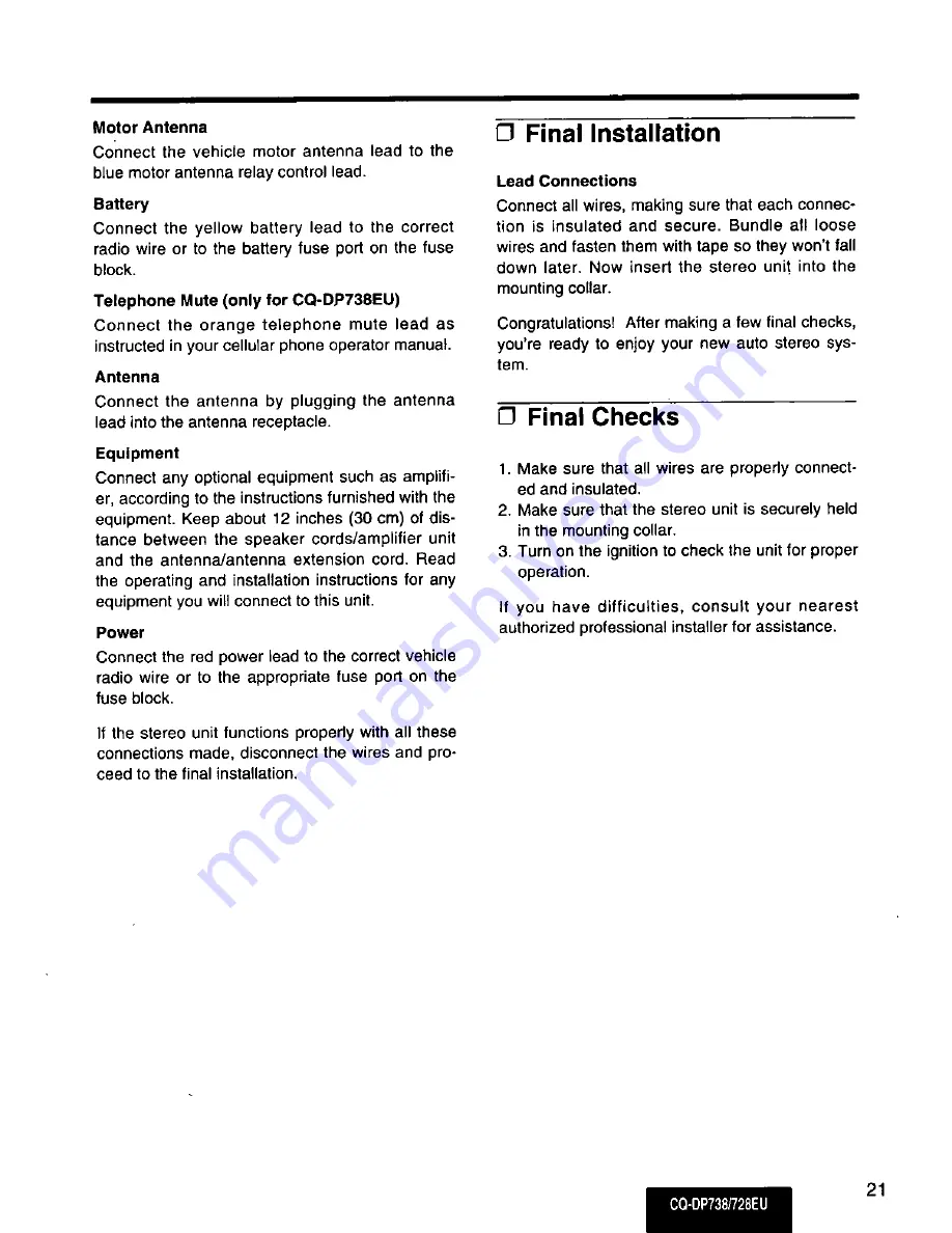 Panasonic CQ-DP728EU User Manual Download Page 21