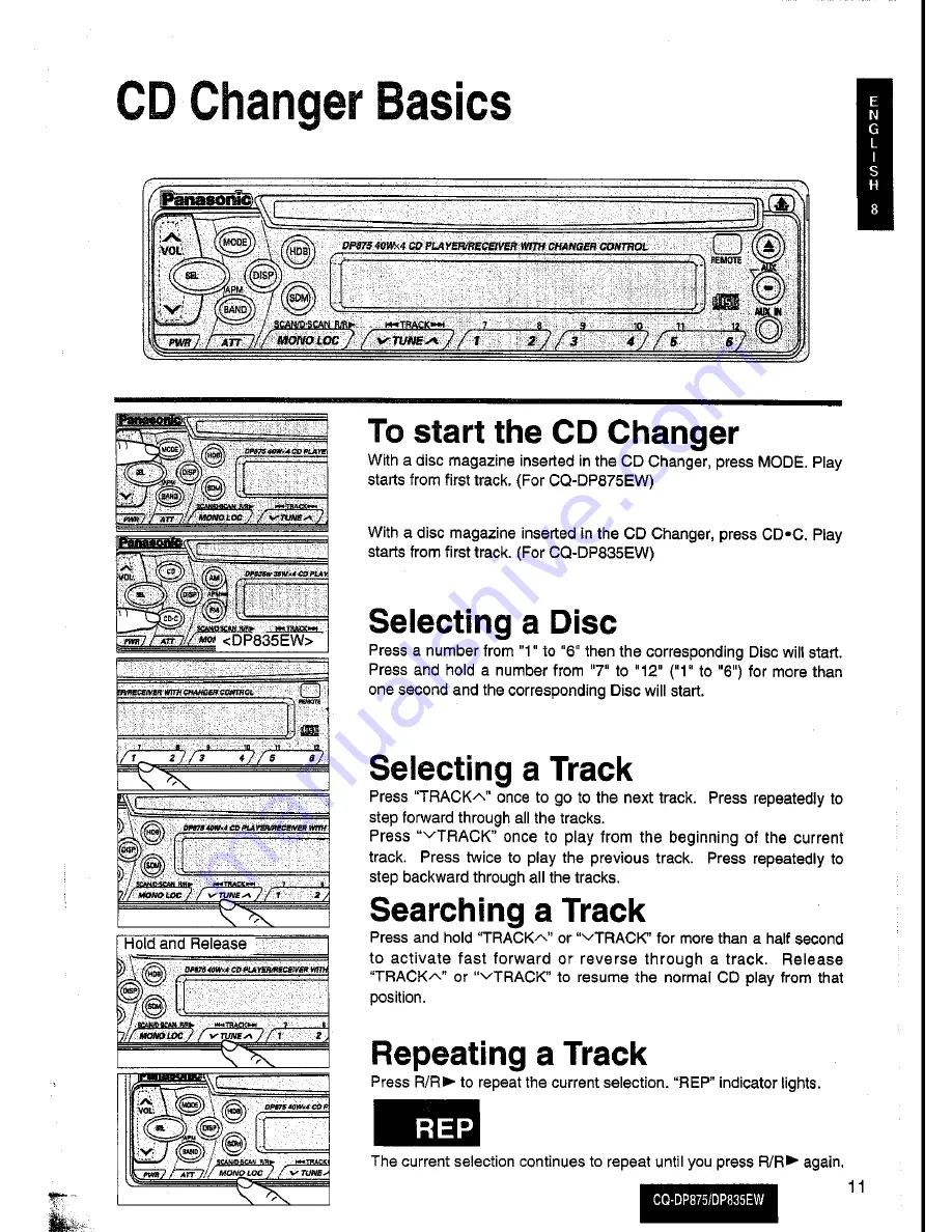 Panasonic CQ-DP835EW Operating Instructions Manual Download Page 10