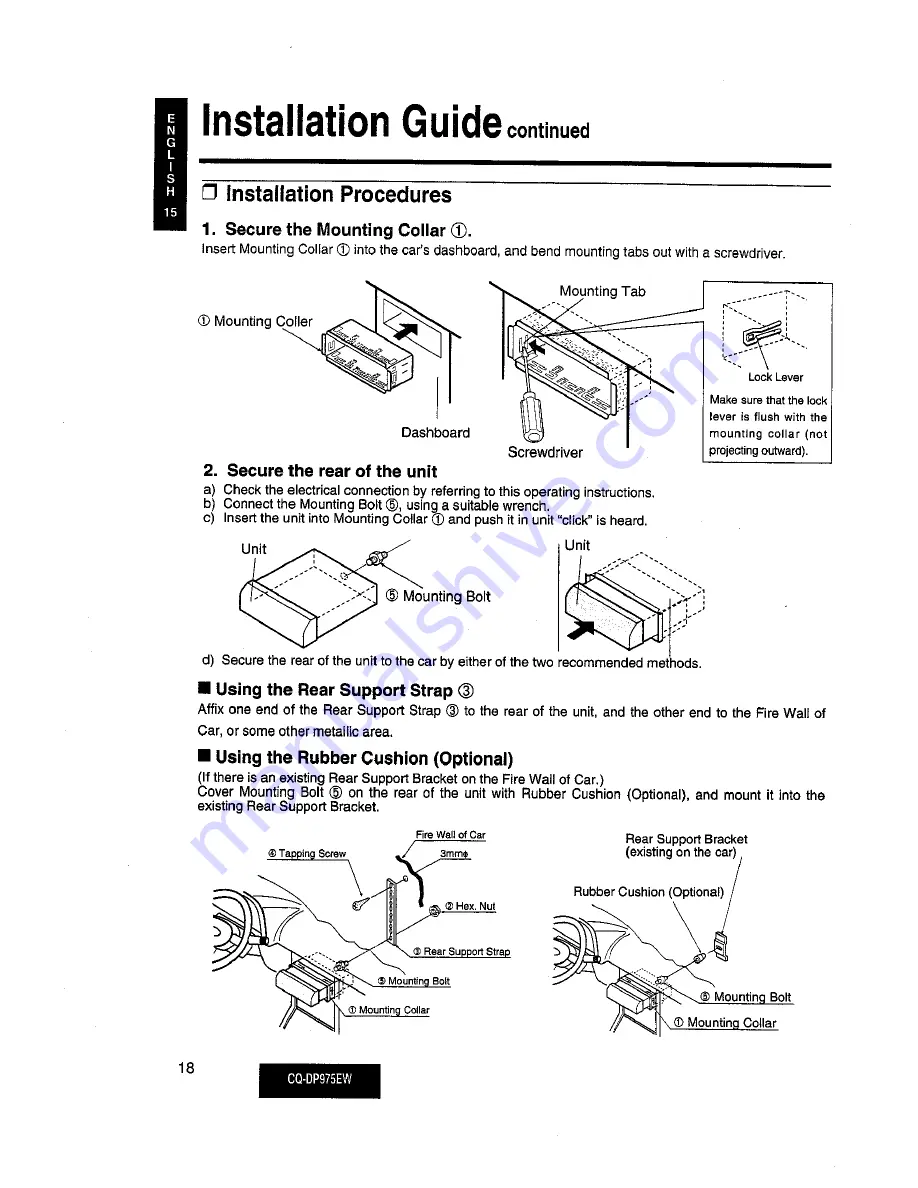 Panasonic CQ-DP975EW Operating Instructions Manual Download Page 17