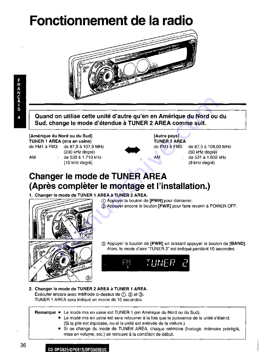 Panasonic CQ-DPG600 Operating Скачать руководство пользователя страница 36